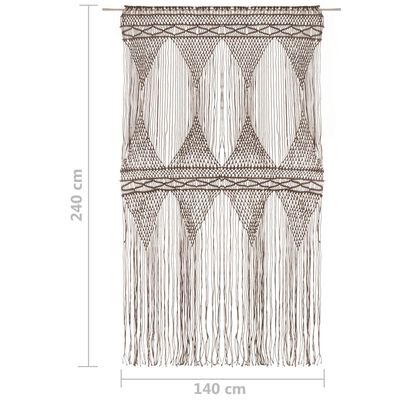 vidaXL Makramé gardin gråbrun 140x240 cm bomull