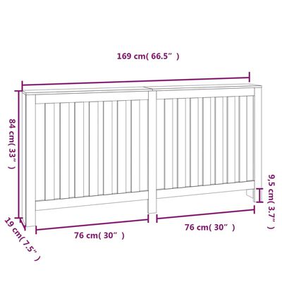 vidaXL Radiatordeksel svart 169x19x84 cm heltre furu