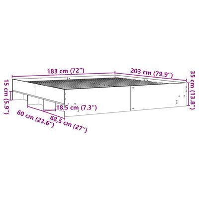 vidaXL Sengeramme sonoma eik 180x200 cm konstruert tre