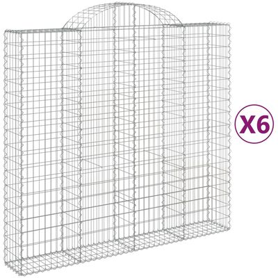 vidaXL Gabionkurver buede 6 stk 200x50x180/200 cm galvanisert jern