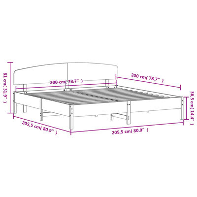 vidaXL Sengeramme med madrass 200x200 cm heltre furu