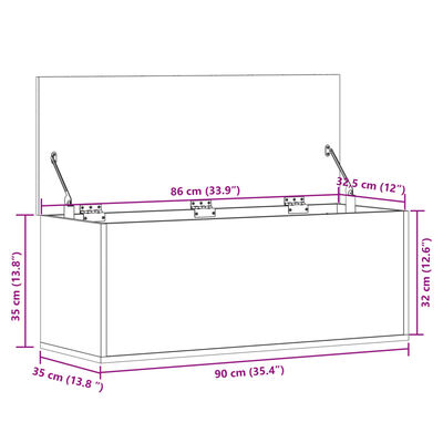 vidaXL Oppbevaringsboks svart 90x35x35 cm konstruert tre