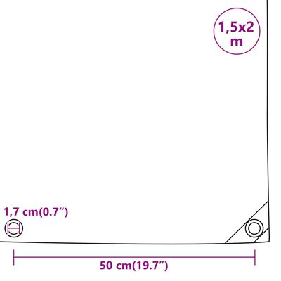 vidaXL Presenning grå 1,5x2 m 650 g/m²