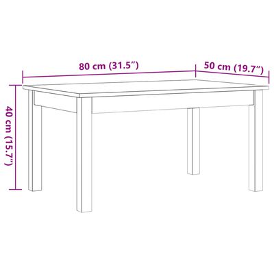 vidaXL Salongbord voksbrun 80x50x40 cm heltre furu