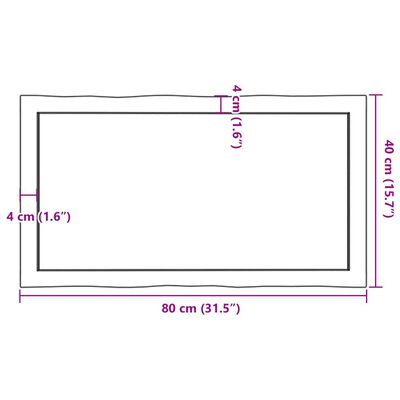 vidaXL Bordplate mørkebrun80x40x(2-4)cm behandlet heltre naturlig kant