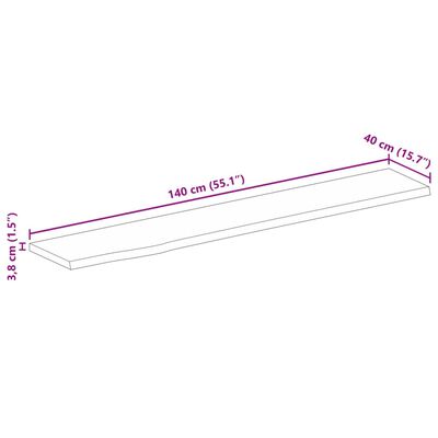 vidaXL Bordplate 140x40x3,8 cm naturlig kant heltre mango