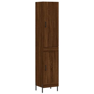 vidaXL Highboard brun eik 34,5x34x180 cm konstruert tre