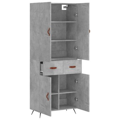 vidaXL Highboard betonggrå 69,5x34x180 cm konstruert tre