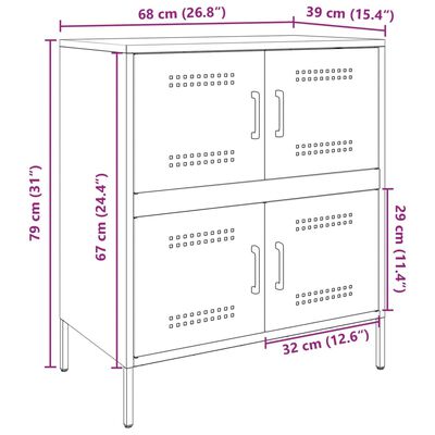 vidaXL Skjenk hvit 68x39x79 cm stål