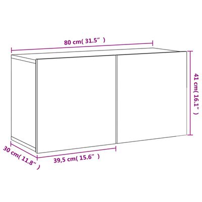 vidaXL Veggmontert TV-benk sonoma eik 80x30x41 cm