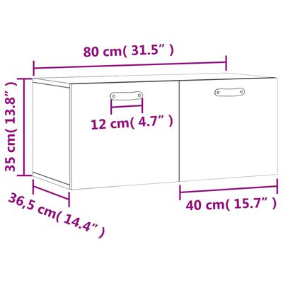 vidaXL Veggskap sonoma eik 80x36,5x35 cm konstruert tre