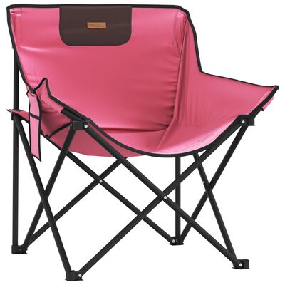 vidaXL Campingstoler med lomme 2 stk sammenleggbar rosa