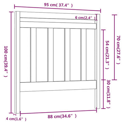 vidaXL Sengegavl 95x4x100 cm heltre furu