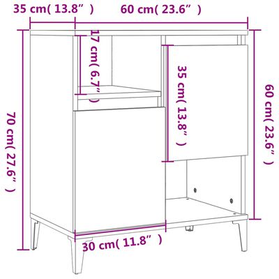 vidaXL Skjenker 3 stk betonggrå 60x35x70 cm konstruert tre