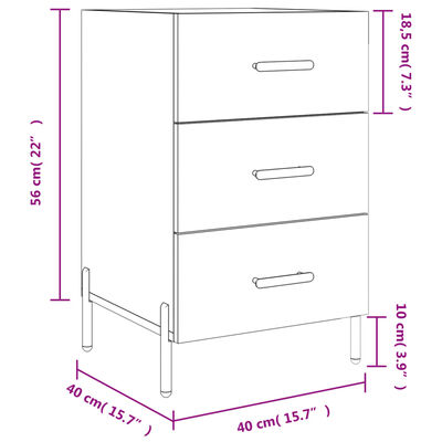 vidaXL Nattbord høyglans hvit 40x40x66 cm konstruert tre