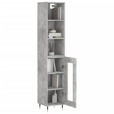 vidaXL Highboard betonggrå 34,5x34x180 cm konstruert tre