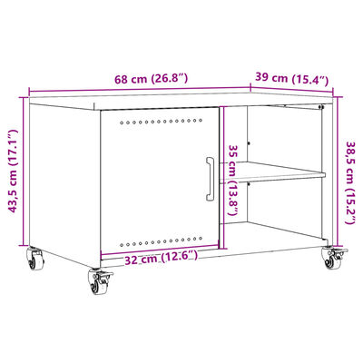 vidaXL TV-benk olivengrønn 68x39x43,5 cm stål