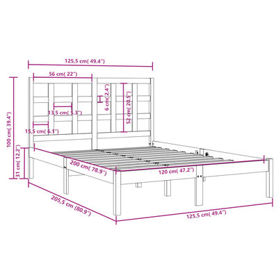 vidaXL Sengeramme heltre 120x200 cm