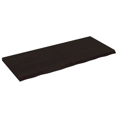 vidaXL Benkeplate til bad mørkebrun 120x50x(2-4) cm behandlet heltre