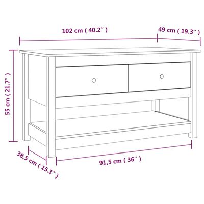 vidaXL Salongbord grå 102x49x55 cm heltre furu