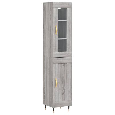 vidaXL Highboard grå sonoma 34,5x34x180 cm konstruert tre