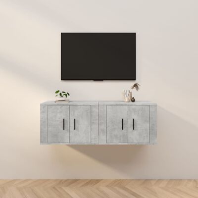 vidaXL Vegghengte TV-benker 2 stk betonggrå 57x34,5x40 cm