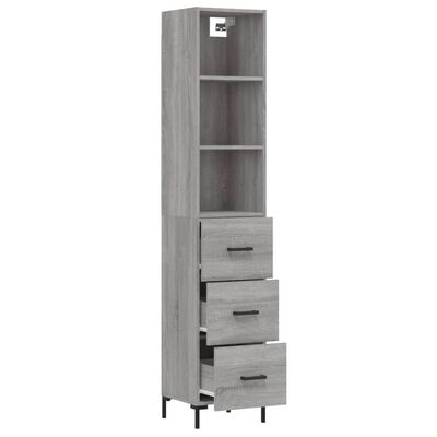 vidaXL Highboard grå sonoma 34,5x34x180 cm konstruert tre