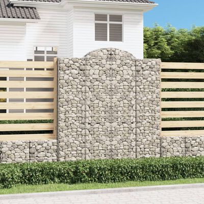 vidaXL Gabionkurver buede 7 stk 200x30x220/240 cm galvanisert jern