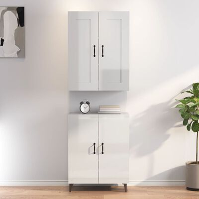 vidaXL Highboard høyglans hvit 70x34x180 cm konstruert tre