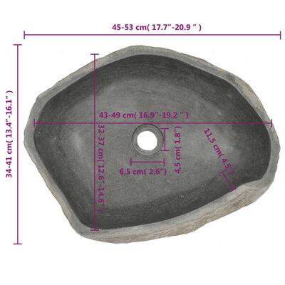 vidaXL Servant elvestein oval (45-53)x(34-41) cm