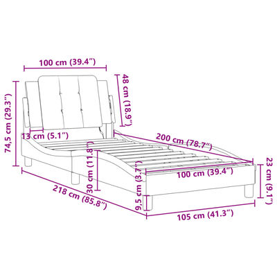 vidaXL Sengeramme med hodegavl svart 100x200 cm kunstlær