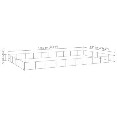 vidaXL Hundegård sølv 60 m² stål