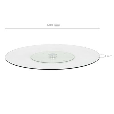 vidaXL Roterende serveringsbrett gjennomsiktig 60 cm herdet glass