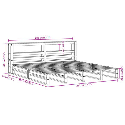 vidaXL Sengeramme uten madrass voksbrun 200x200 cm heltre furu