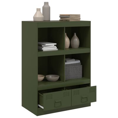 vidaXL Highboard olivengrønn 67x39x95 cm stål