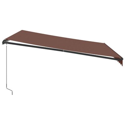 vidaXL Manuell uttrekkbar markise med LED brun 400x350 cm