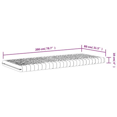 vidaXL Skummadrass hvit 80x200 cm 7-Zone hardhet 20 ILD