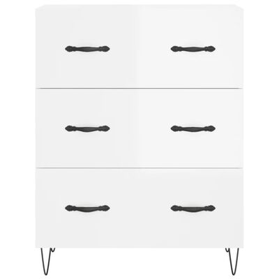 vidaXL Highboard høyglans hvit 69,5x34x180 cm konstruert tre