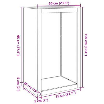 vidaXL Vedstativ svart 60x40x100 cm stål