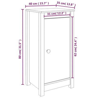 vidaXL Skjenker 2 stk svart 40x35x80 cm heltre furu