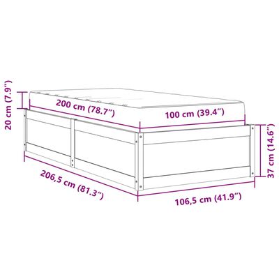 vidaXL Seng med madrass 100x200 cm heltre furu