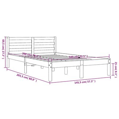 vidaXL Sengeramme uten madrass voksbrun 140x200 cm heltre furu