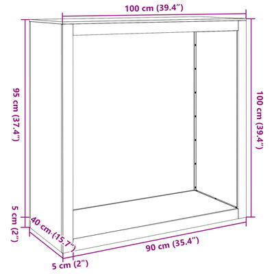 vidaXL Vedstativ svart 100x40x100 cm stål