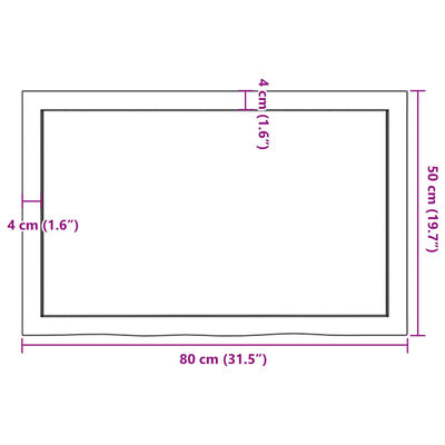 vidaXL Benkeplate til bad lysebrun 80x50x(2-6) cm behandlet heltre