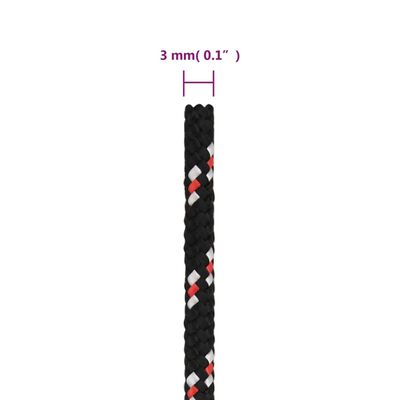 vidaXL Båttau svart 3 mm 500 m polypropylen