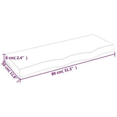 vidaXL Benkeplate til bad lysebrun 80x30x(2-6) cm behandlet heltre