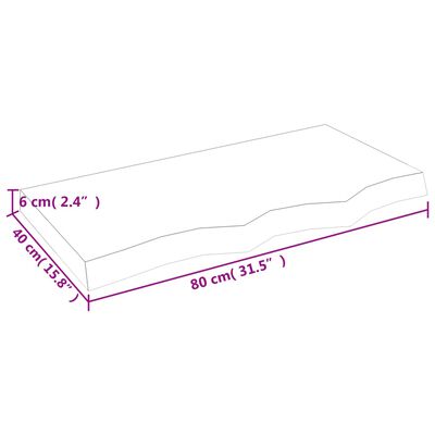 vidaXL Benkeplate til bad mørkebrun 80x40x(2-6) cm behandlet heltre