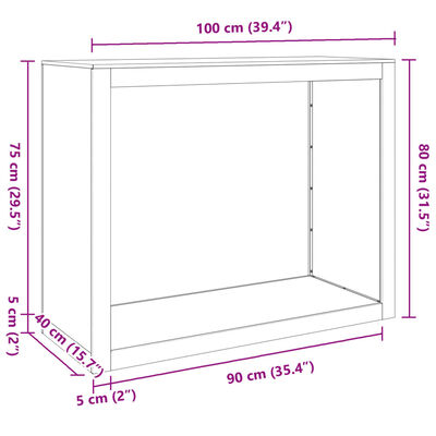 vidaXL Vedstativ 100x40x80 cm galvanisert stål