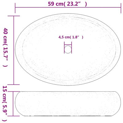 vidaXL Benkeservant flerfarget oval 59x40x15 cm keramikk