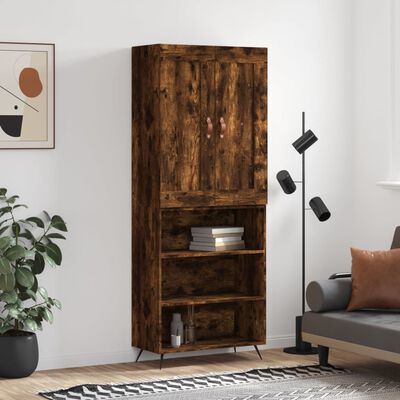 vidaXL Highboard røkt eik 69,5x34x180 cm konstruert tre